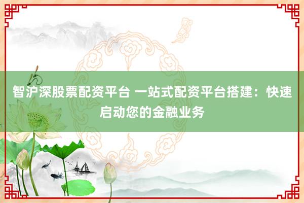 智沪深股票配资平台 一站式配资平台搭建：快速启动您的金融业务