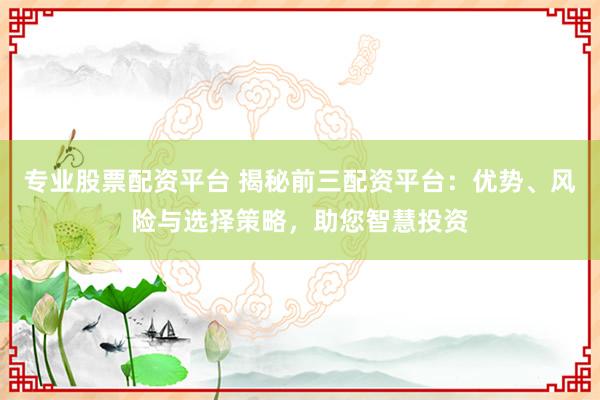 专业股票配资平台 揭秘前三配资平台：优势、风险与选择策略，助您智慧投资