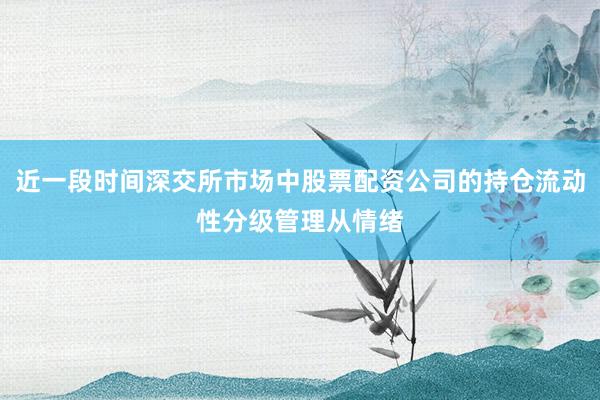 近一段时间深交所市场中股票配资公司的持仓流动性分级管理从情绪