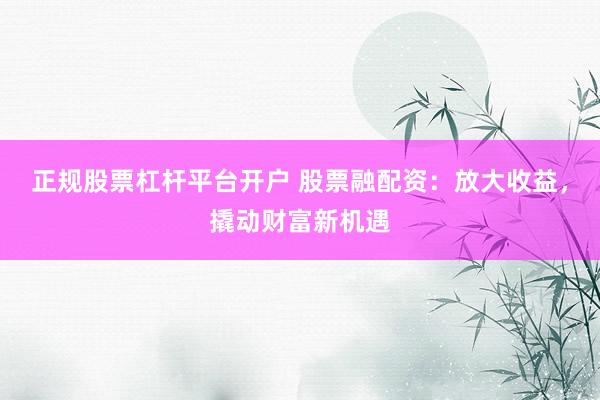 正规股票杠杆平台开户 股票融配资：放大收益，撬动财富新机遇