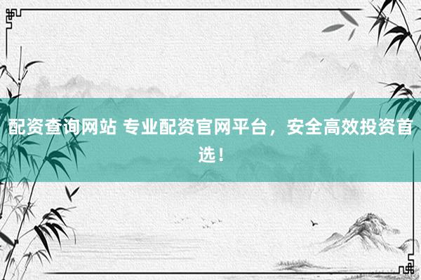 配资查询网站 专业配资官网平台，安全高效投资首选！