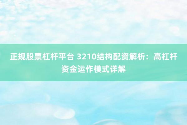 正规股票杠杆平台 3210结构配资解析：高杠杆资金运作模式详解